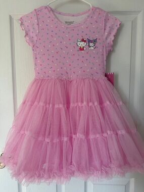 Hello Kitty Pink Tiered Tulle Dress with Character Patch Size 8